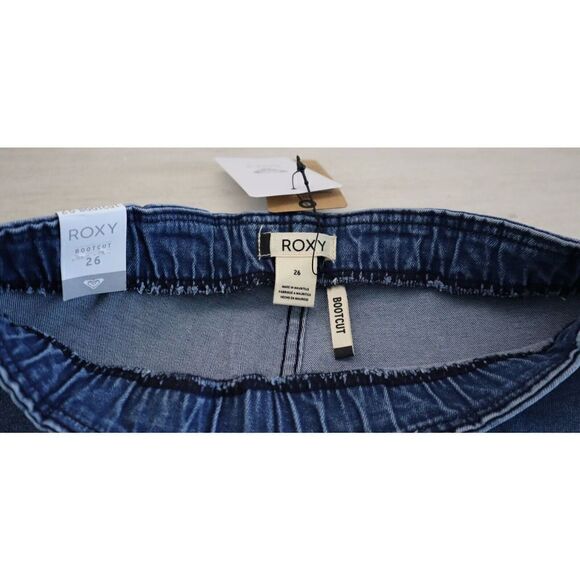 Roxy ERJDP03245 Womens Sz 26 Med Blue Slim Bootcut Wild Blossom Flared Jeans $65 - Picture 4 of 8